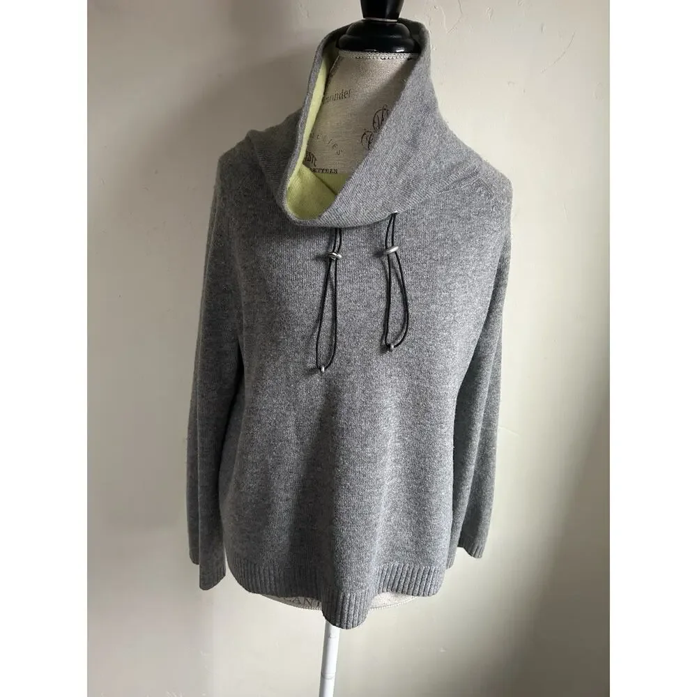 Lisa Todd Cashmere Merino Wool Sweater Women’s M Gray Cowl Neck Zip Knit MINT - Picture 13 of 13